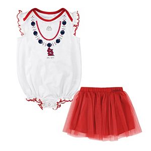 Baby Majestic St. Louis Cardinals Fancy Play Bodysuit & Skirt Set