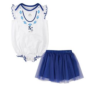 Baby Majestic Kansas City Royals Fancy Play Bodysuit & Skirt Set