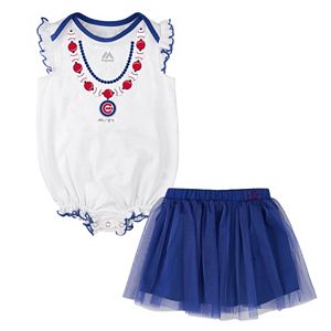 Baby Majestic Chicago Cubs Fancy Play Bodysuit & Skirt Set