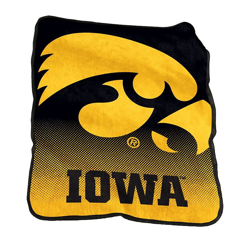 Logo Brand Iowa Hawkeyes Raschel Throw Blanket, Black
