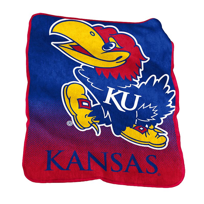 Logo Brand Kansas Jayhawks Raschel Throw Blanket, Blue