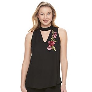 Juniors' Candie's® Choker Embroidered Tank Top