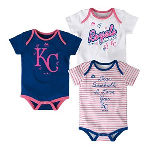 Baby Majestic Kansas City Royals 3-Pack Bodysuits