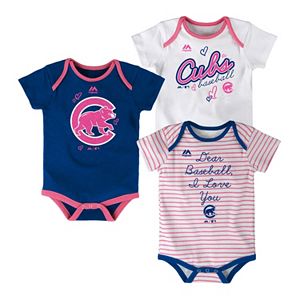Baby Majestic Chicago Cubs 3-Pack Bodysuits