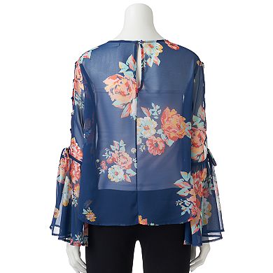 Juniors' Lily Rose Floral Bell Sleeve Top