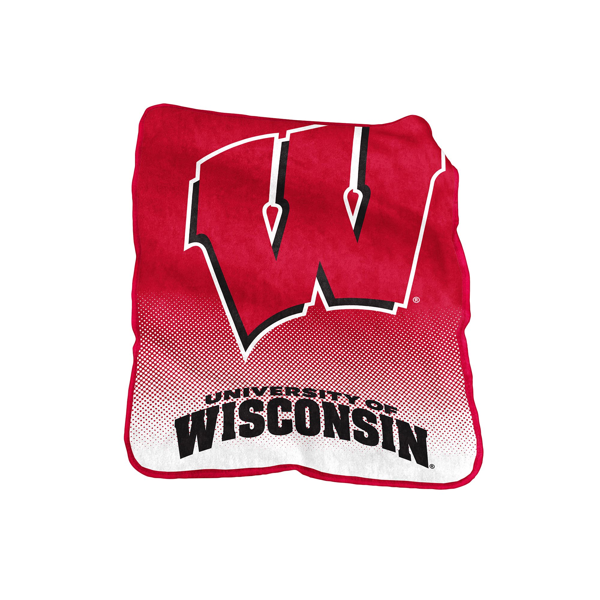 Logo Brand Wisconsin Badgers Raschel Throw Blanket, Red
