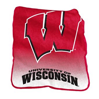 Logo Brand Wisconsin Badgers Raschel Throw Blanket