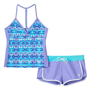 Girls 7-16 Free Country Adjustable Back Tankini & Shorts Swimsuit Set