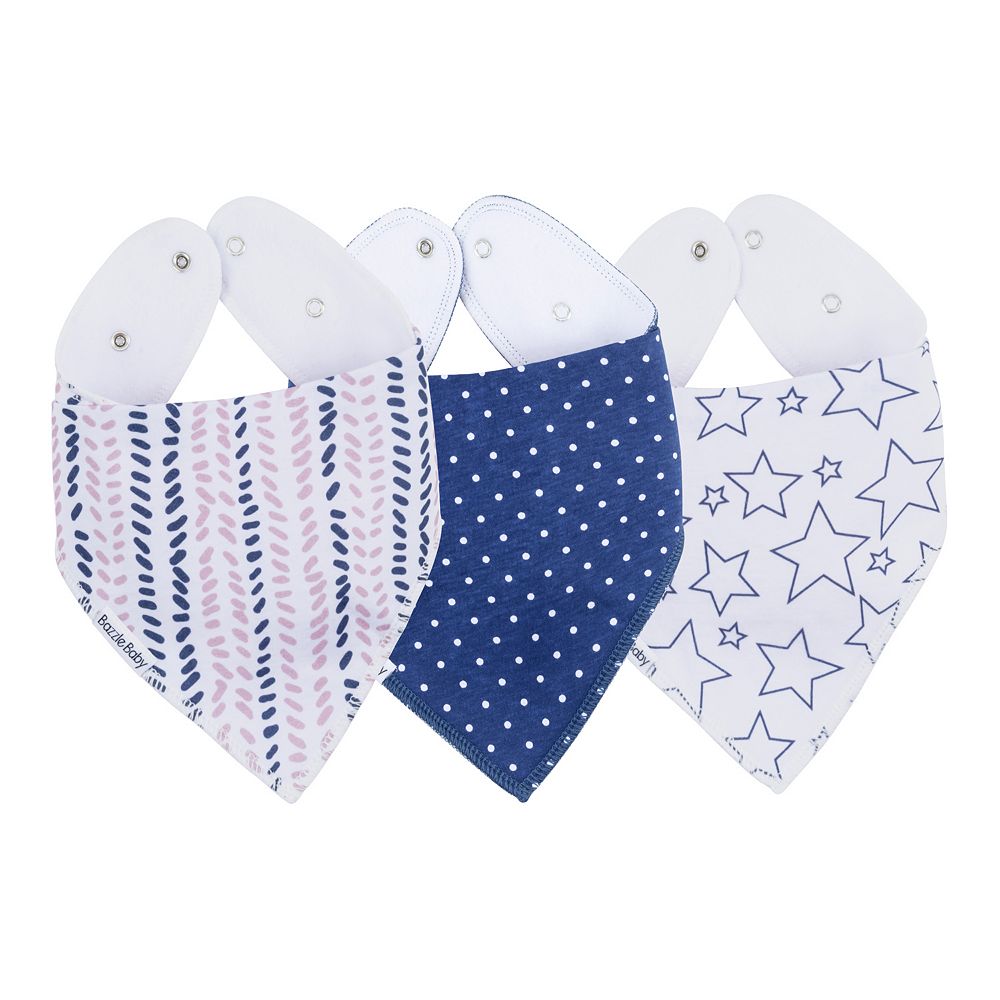Bazzle Baby Bandana Bib 3pk, Herringbone, Small Dot & Stars