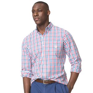 Men's Chaps Classic-Fit Checked Easy-Care Poplin Button-Down Shirt