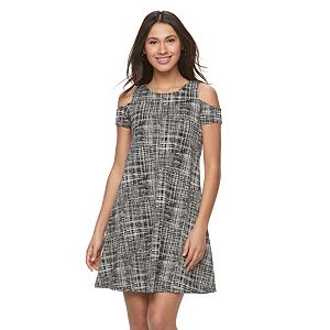 Women's Sharagano Plaid Cold-Shoulder A-Line Dress
