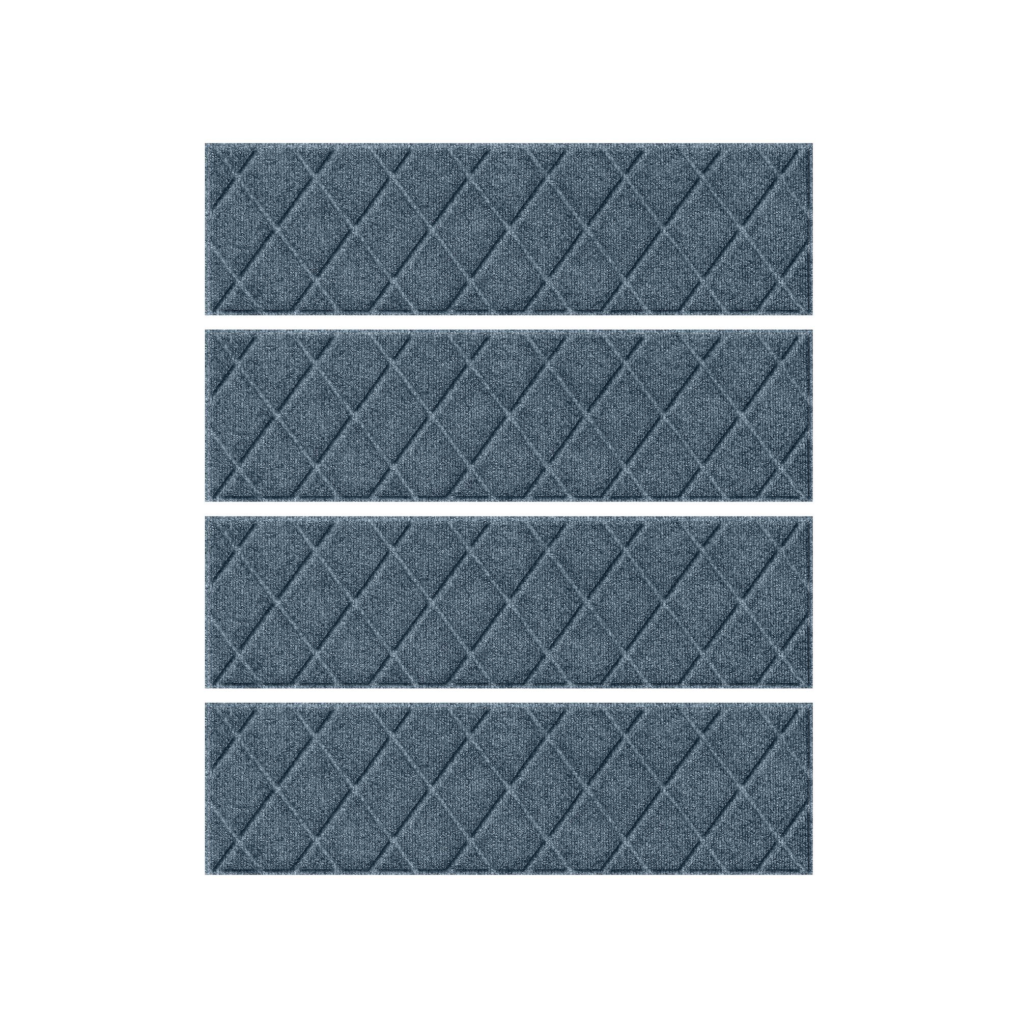 Waterhog Argyle 8.5 x 30 4-pack Indoor Outdoor Stair Tread Set, Bluest