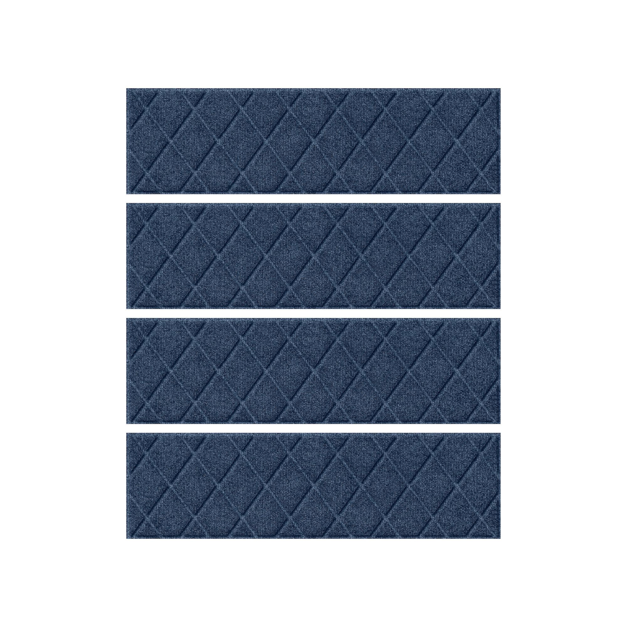 Waterhog Argyle 8.5 x 30 4-pack Indoor Outdoor Stair Tread Set, Blue