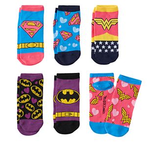 Girls 4-16 DC Comics Justice League Batman, Wonder Woman & Superman 6-pk. Low-Cut Socks