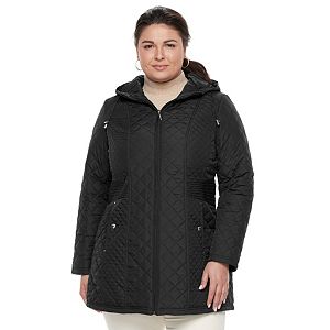 Plus Size Weathercast Hooded Quilted Walker Jacket