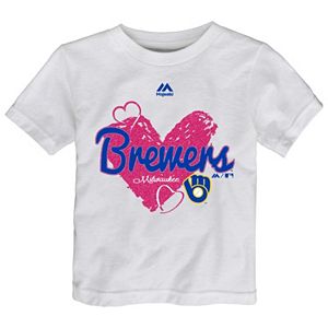 Toddler Majestic Milwaukee Brewers Heart Tee