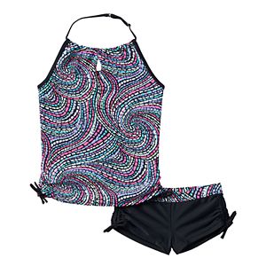 Girls 4-6x Free Country Mosaic Halter Tankini Swimsuit Set