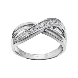 PRIMROSE Sterling Silver Cubic Zirconia Crisscross Ring