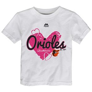 Toddler Majestic Baltimore Orioles Heart Tee