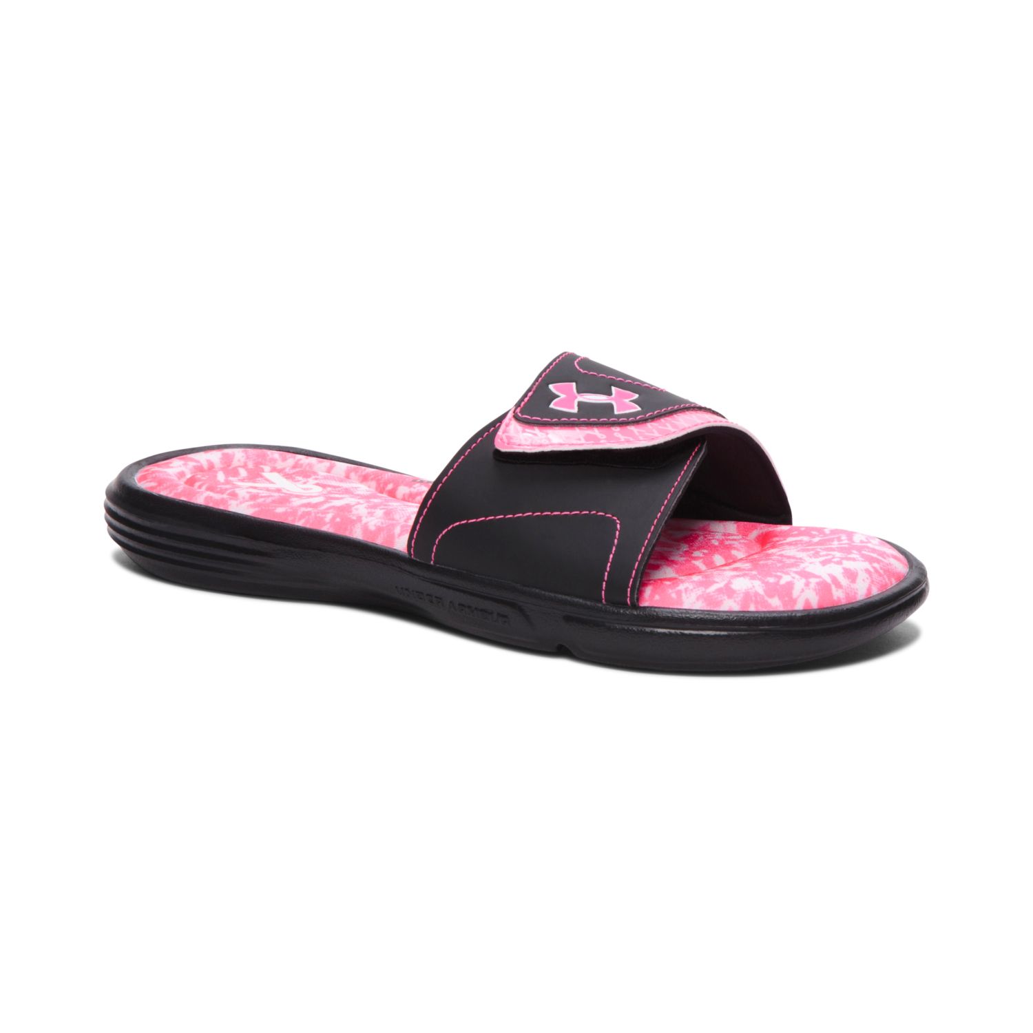 pink under armour slides