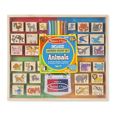 Melissa Doug Deluxe Animals Wooden Stamp Set