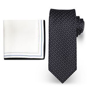 Big & Tall Steve Harvey Extra Long Micro Neat Tie & Solid Pocket Square Set