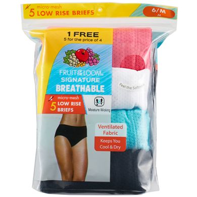 Women's Fruit of the Loom Signature 5-pack Breathable Micro Mesh Low Rise Briefs 5DBKLRB