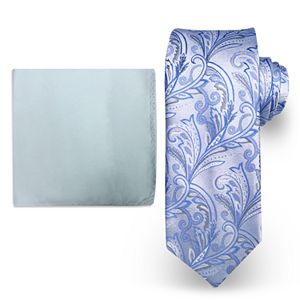 Big & Tall Steve Harvey Extra Long Paisley Tie & Solid Pocket Square Set