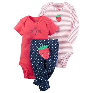 Baby Girl Carter's Striped Bodysuit, Graphic Bodysuit & Print Pants Set
