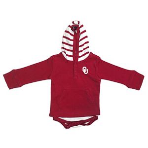 Baby Two Feet Ahead Oklahoma Sooners Hooded Bodysuit