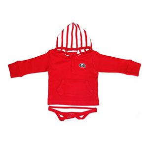 Baby Two Feet Ahead Georgia Bulldogs Hooded Bodysuit