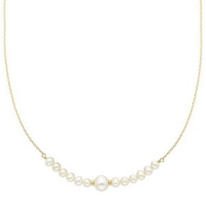 14k Gold Freshwater Cultured Pearl Beaded Necklace