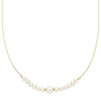Jewelmak 14k Gold Freshwater Cultured Pearl Beaded Necklace