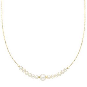14k Gold Freshwater Cultured Pearl Beaded Necklace