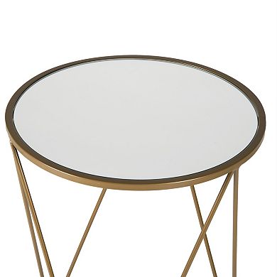 HomePop Geometric Gold Finish End Table