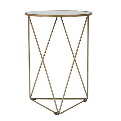 HomePop Geometric Gold Finish End Table