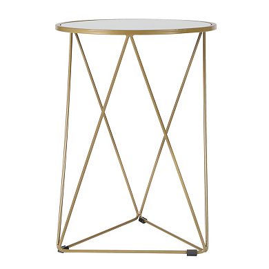HomePop Geometric Gold Finish End Table
