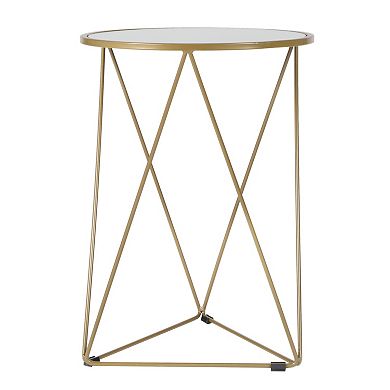 HomePop Geometric Gold Finish End Table