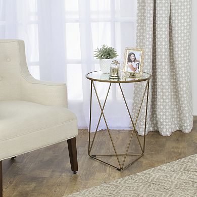 HomePop Geometric Gold Finish End Table