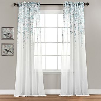Half Moon 2 Weeping Flowers Window Curtain Panels