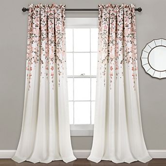 Half Moon 2 Weeping Flowers Window Curtain Panels