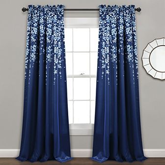 Half Moon 2 Weeping Flowers Window Curtain Panels