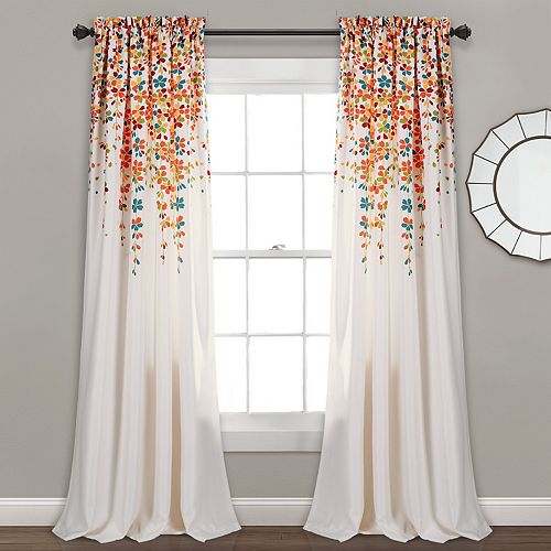 Half Moon 2pack Weeping Flowers Window Curtains