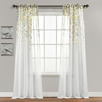 Half Moon 2 Weeping Flowers Window Curtain Panels