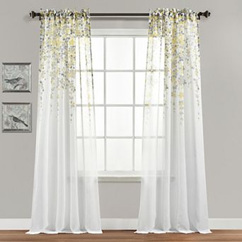 Half Moon 2 Weeping Flowers Window Curtain Panels