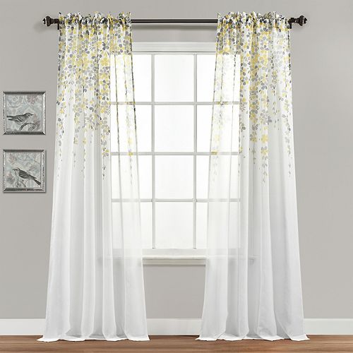 Half Moon 2pack Weeping Flowers Window Curtains