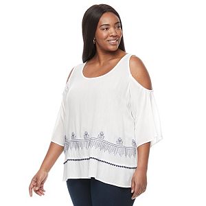 Plus Size Kate and Sam Embroidered Gauze Top