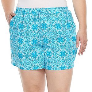 Plus Size Kate and Sam Printed Challis Shorts