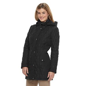 Women's Weathercast Hooded Quilted Rain Jacket