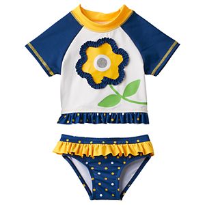 Baby Girl Wippette Flower Rashguard & Bottoms Swimsuit Set